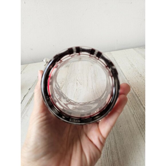 Egermann Red Bohemian cut glass ice bucket vintage bird building cranberry Ruby - Picture 8 of 8